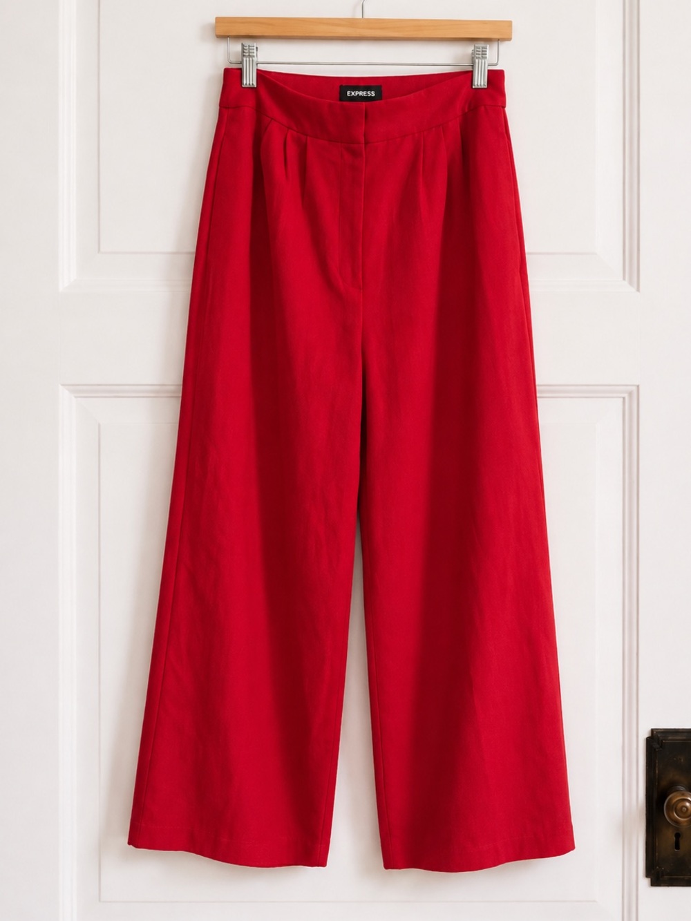 Express Red High Rise Wide Leg Trouser Pants